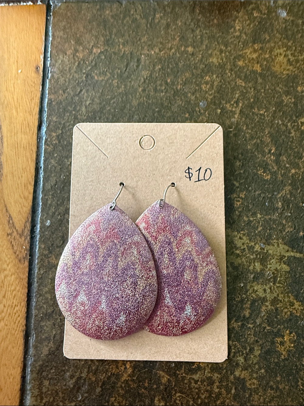 Handcrafted Sparkle Teardrop Earrings - Pink Multicolor
